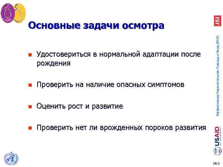 n Удостовериться в нормальной адаптации после рождения n Проверить на наличие опасных симптомов n