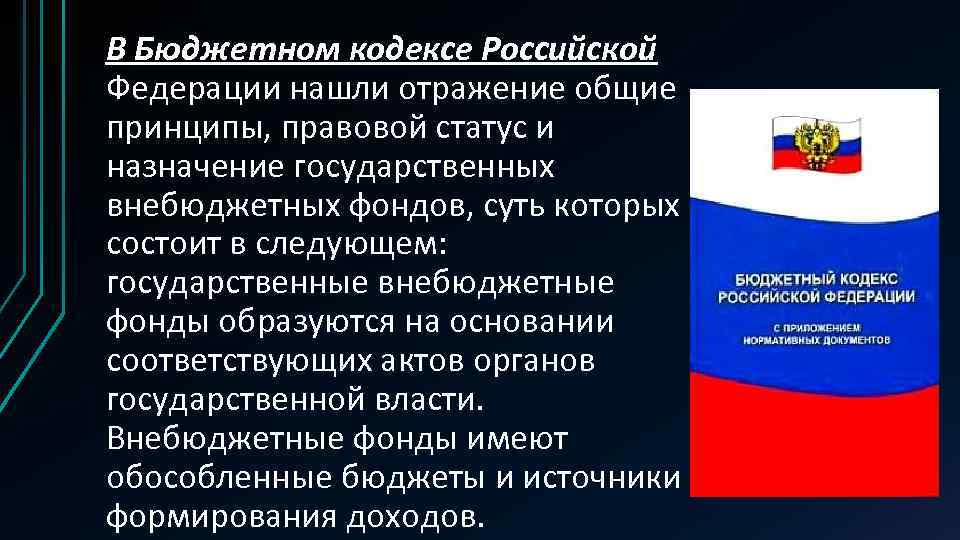 В Бюджетном кодексе Российской Федерации нашли отражение общие принципы, правовой статус и назначение государственных