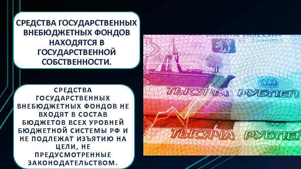 СРЕДСТВА ГОСУДАРСТВЕННЫХ ВНЕБЮДЖЕТНЫХ ФОНДОВ НАХОДЯТСЯ В ГОСУДАРСТВЕННОЙ СОБСТВЕННОСТИ. СРЕДСТВА ГОСУДАРСТВЕННЫХ ВНЕБЮДЖЕТНЫХ ФОНДОВ НЕ ВХОДЯТ