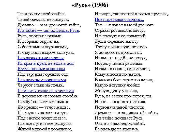 Стихотворение блока россия нищая россия. Стихотворение Русь блок. Русь 1906 блок. Блок стих Русь текст.