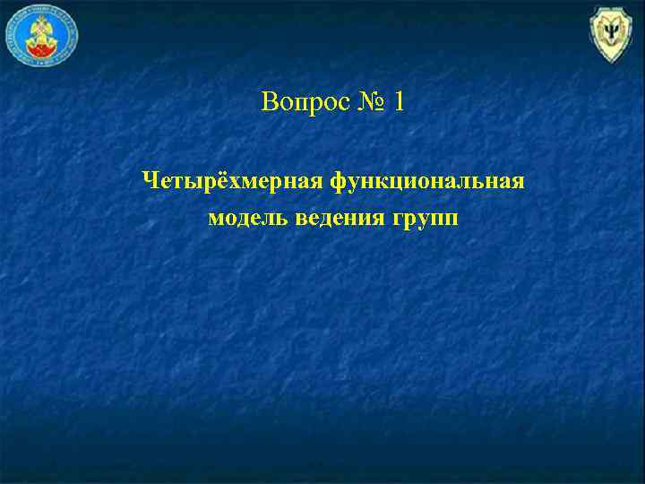 Вопрос № 1 Четырёхмерная функциональная модель ведения групп 