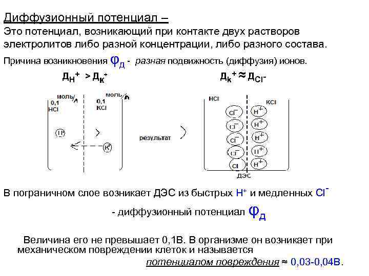 Потенциал процесса. Механизм возникновения диффузного потенциала. Диффузионный потенциал мембранный потенциал. Диффузный потенциал механизм его возникновения. Диффузионный, адсорбционный, мембранный потенциалы.