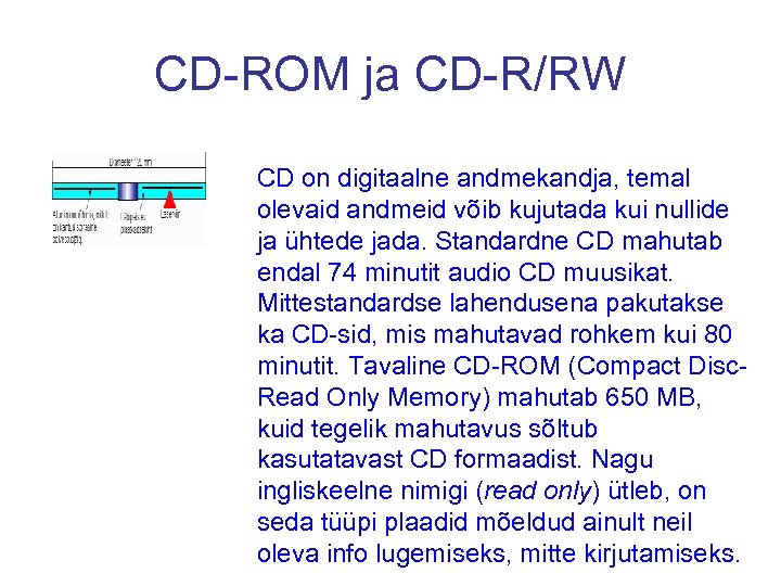 CD-ROM ja CD-R/RW CD on digitaalne andmekandja, temal olevaid andmeid võib kujutada kui nullide