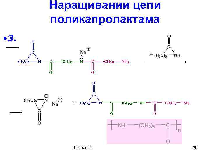 Наращивании цепи поликапролактама • 3. Лекция 11 28 