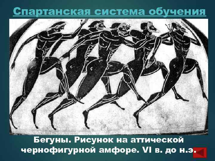 Спартанская система обучения Бегуны. Рисунок на аттической чернофигурной амфоре. VI в. до н. э.