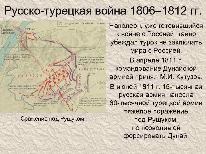 Русско-турецкая война 1806– 1812 гг. Сражение под Рущуком. Наполеон, уже готовившийся к войне с