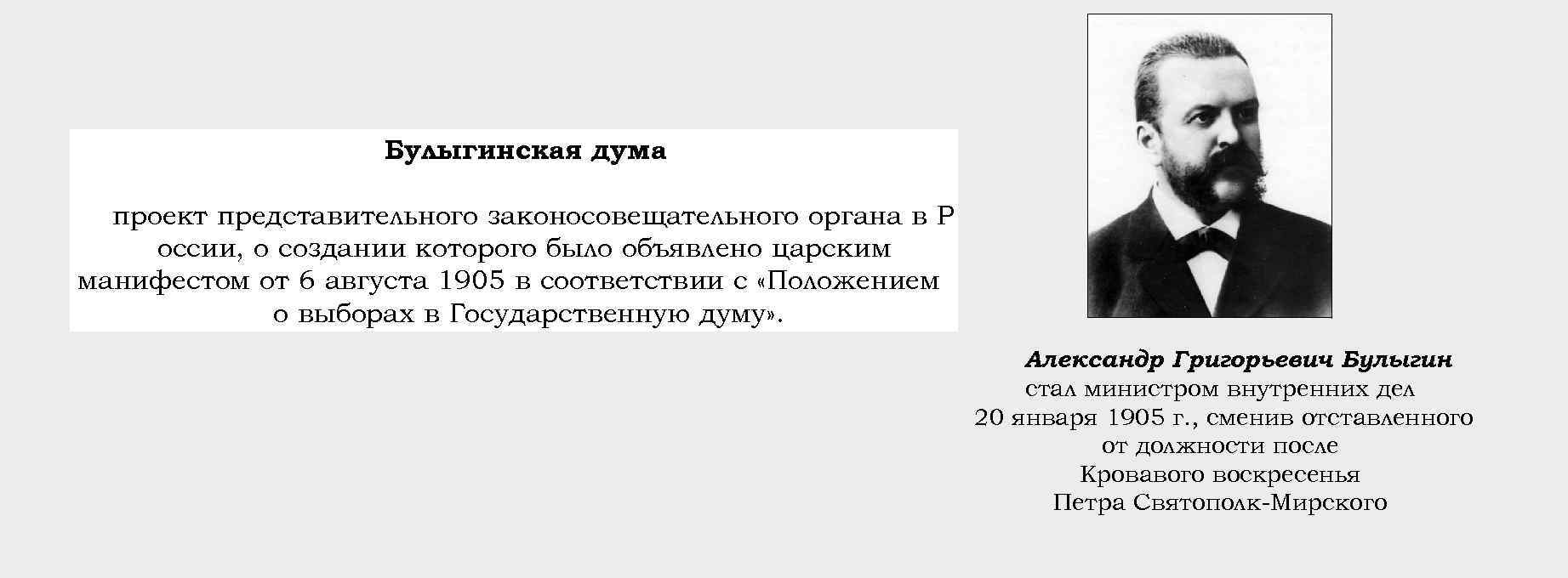 Согласно проекту а г булыгина выборы в государственную думу должны происходить