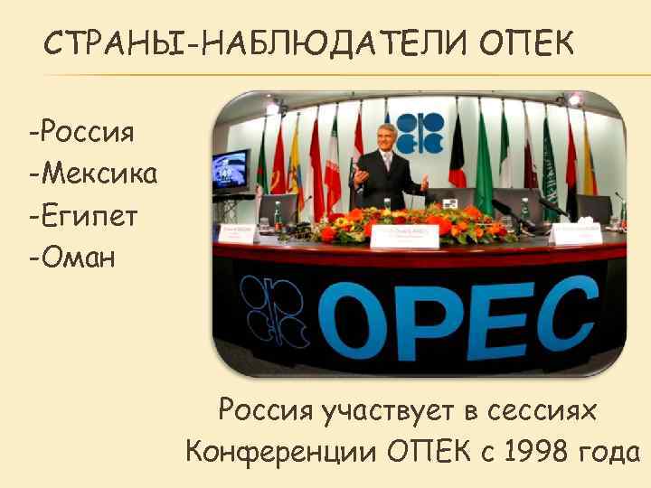 Попечение слова. Организация стран - экспортёров нефти. Проблемы ОПЕК.
