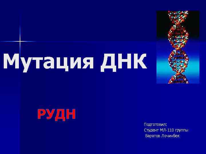 Мутация ДНК РУДН Подготовил: Студент МЛ-110 группы Баратов Лочинбек 