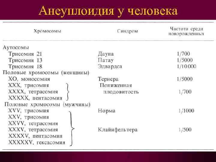 Анеуплоидия у человека 