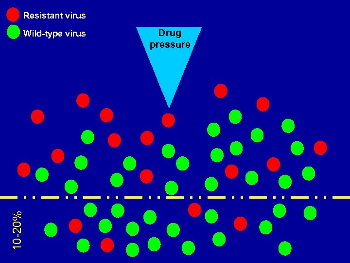 Resistant virus 10 -20% Wild-type virus Drug pressure 