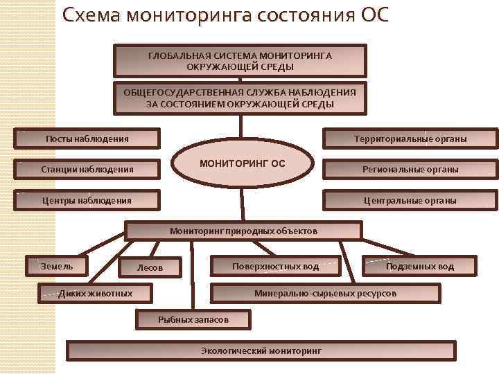 Схема мониторинга состояния ОС ГЛОБАЛЬНАЯ СИСТЕМА МОНИТОРИНГА ОКРУЖАЮЩЕЙ СРЕДЫ ОБЩЕГОСУДАРСТВЕННАЯ СЛУЖБА НАБЛЮДЕНИЯ ЗА СОСТОЯНИЕМ