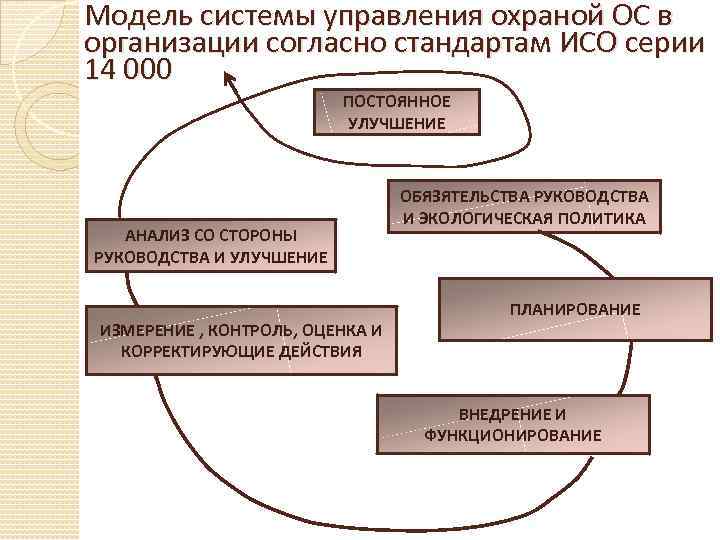 Модель системы управления охраной ОС в организации согласно стандартам ИСО серии 14 000 ПОСТОЯННОЕ