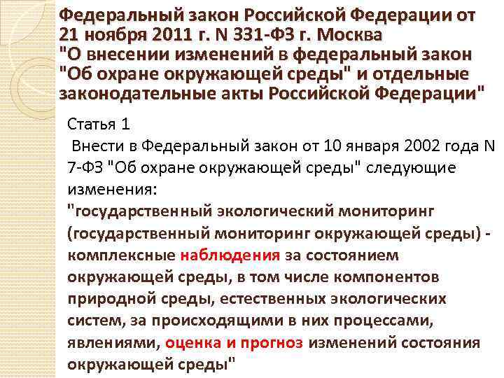 Федеральный закон Российской Федерации от 21 ноября 2011 г. N 331 ФЗ г. Москва
