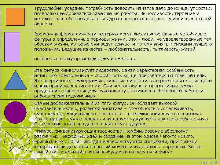 Трудолюбие, усердие, потребность доводить начатое дело до конца, упорство, позволяющее добиваться завершения работы. Выносливость,