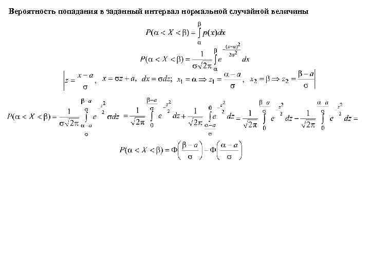 Вероятность попадания в заданный интервал нормальной случайной величины 