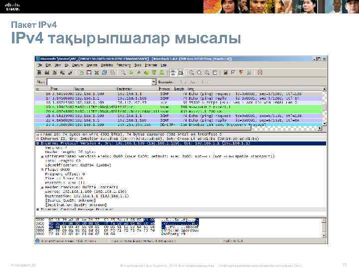 Пакет IPv 4 тақырыпшалар мысалы Presentation_ID © Корпорация Cisco Systems, 2014. Все права защищены.