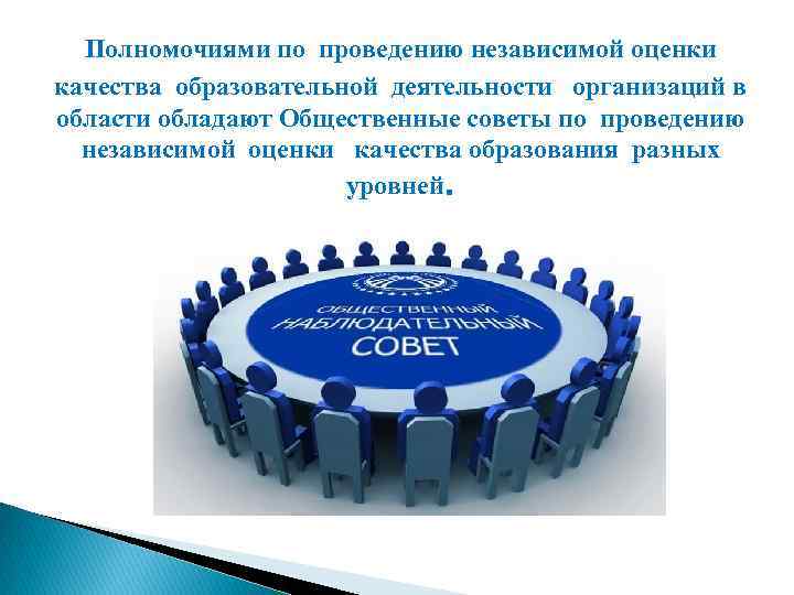 Полномочиями по проведению независимой оценки качества образовательной деятельности организаций в области обладают Общественные советы