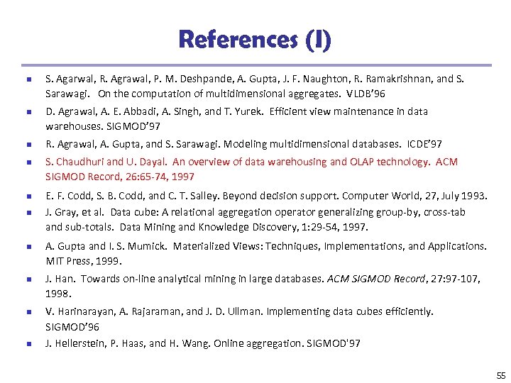 References (I) n n n n n S. Agarwal, R. Agrawal, P. M. Deshpande,