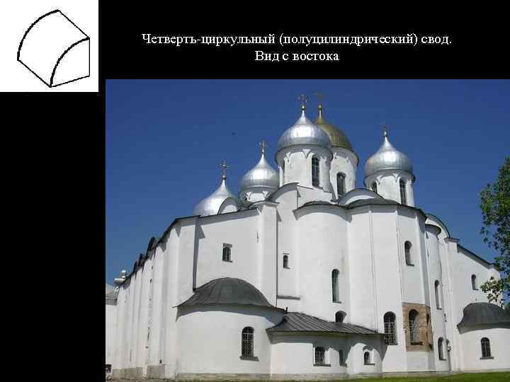 Четверть-циркульный (полуцилиндрический) свод. Вид с востока 