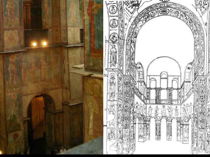 Схема-реконструкция расположения фресок в главном нефе. 