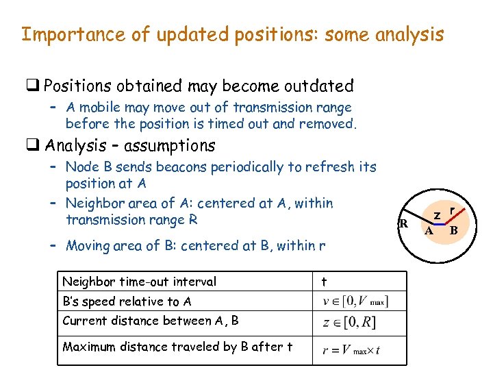 Importance of updated positions: some analysis q Positions obtained may become outdated – A