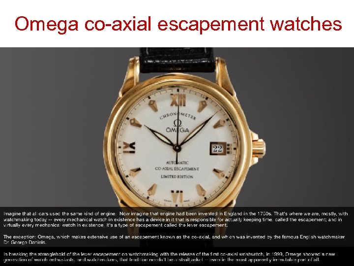 Omega co-axial escapement watches 