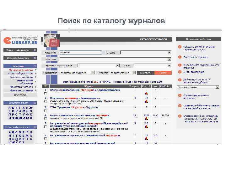 Поиск по каталогу журналов 