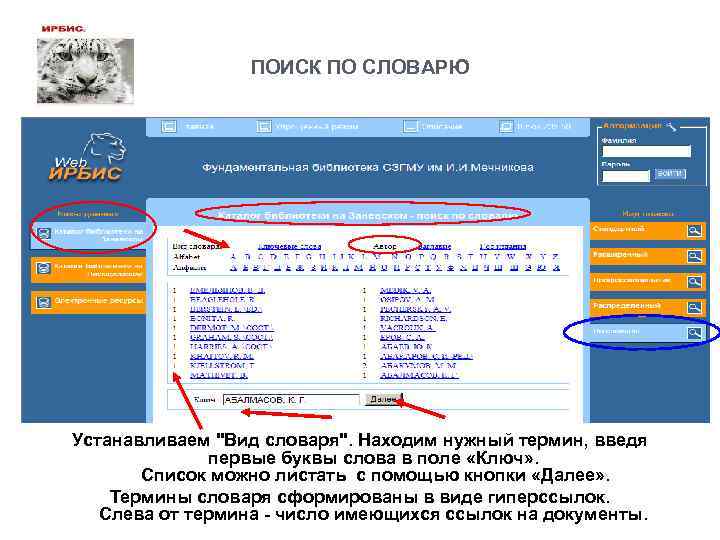 ПОИСК ПО СЛОВАРЮ Устанавливаем 