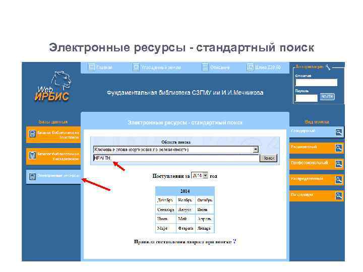 Электронные ресурсы - стандартный поиск 