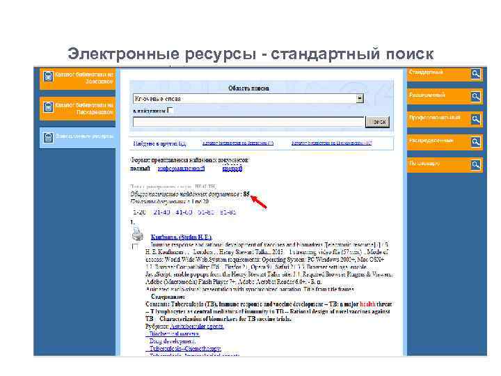 Электронные ресурсы - стандартный поиск 