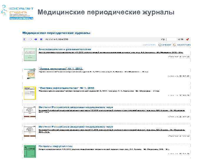 Медицинские периодические журналы 