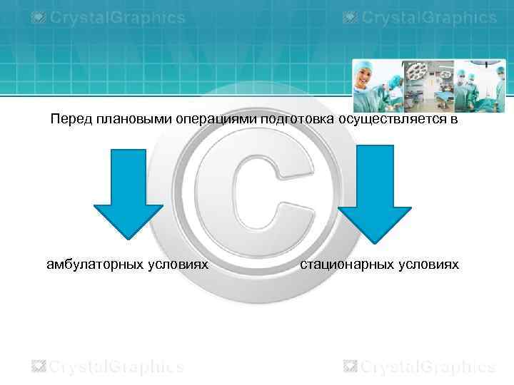 Перед плановыми операциями подготовка осуществляется в амбулаторных условиях стационарных условиях 