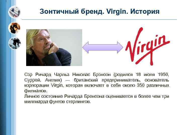 Зонтичный бренд. Virgin. История Сэр Ричард Чарльз Николас Брэнсон (родился 18 июля 1950, Суррей,