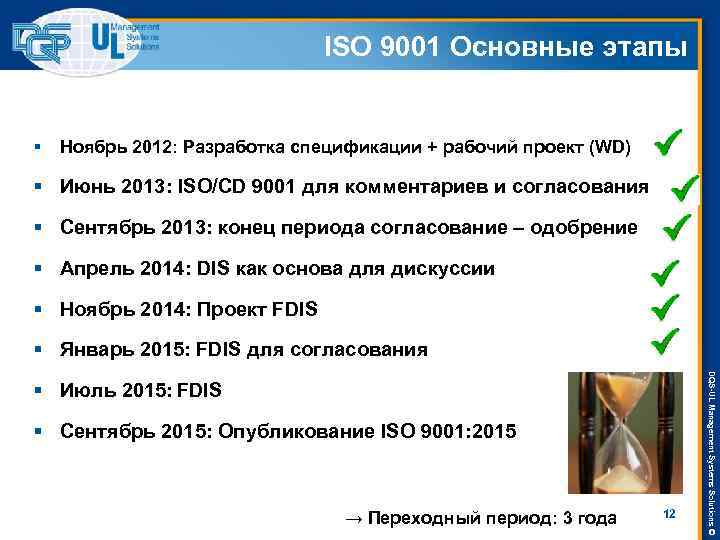 ISO 9001 Основные этапы § Ноябрь 2012: Разработка спецификации + рабочий проект (WD) §