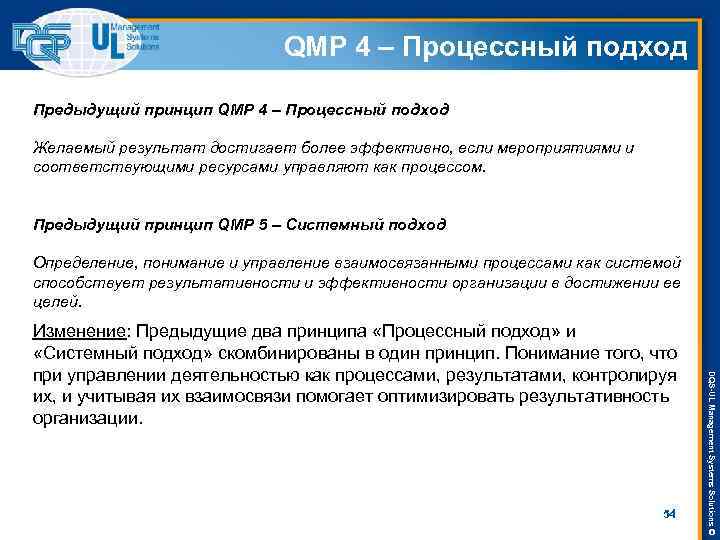 QMP 4 – Процессный подход Предыдущий принцип QMP 4 – Процессный подход Желаемый результат