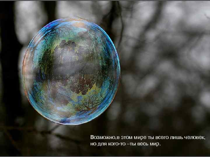 Возможно, в этом мире ты всего лишь человек, но для кого-то –ты весь мир.