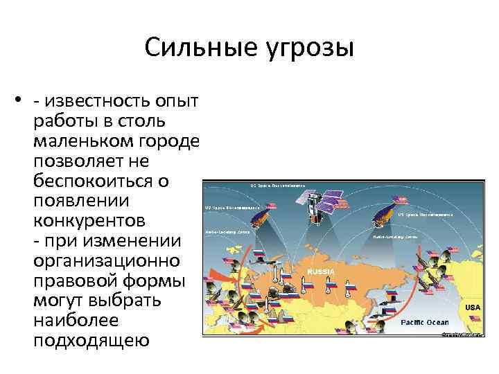 Сильные угрозы • - известность опыт работы в столь маленьком городе позволяет не беспокоиться