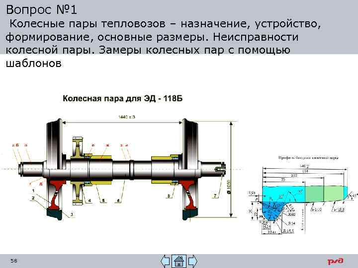 Вопрос № 1 Колесные пары тепловозов – назначение, устройство, формирование, основные размеры. Неисправности колесной