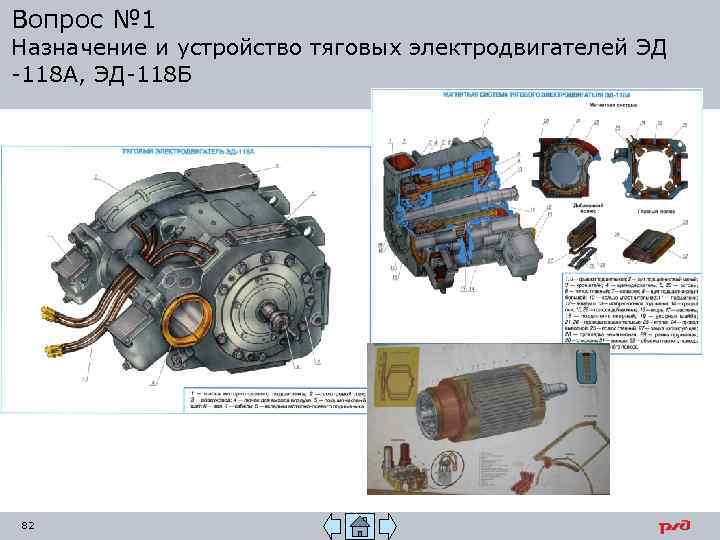 Вопрос № 1 Назначение и устройство тяговых электродвигателей ЭД -118 А, ЭД-118 Б 82