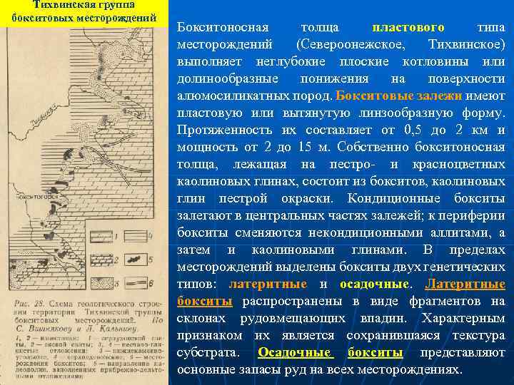 Тихвинская группа бокситовых месторождений Бокситоносная толща пластового типа месторождений (Североонежское, Тихвинское) выполняет неглубокие плоские