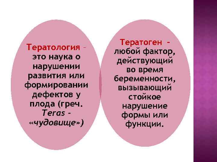 Тератология – это наука о нарушении развития или формировании дефектов у плода (греч. Teras