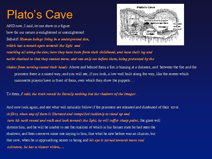 Plato’s Cave AND now, I said, let me show in a figure how far