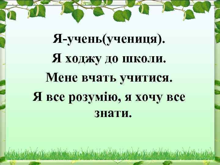Я-учень(учениця). Я ходжу до школи. Мене вчать учитися. Я все розумію, я хочу все