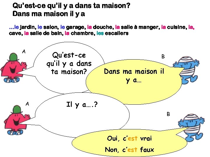 Qu’est-ce qu’il y a dans ta maison? Dans ma maison il y a …le