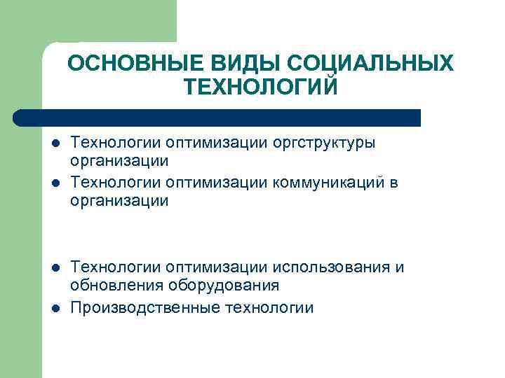 Виды социальных технологий 6 класс презентация