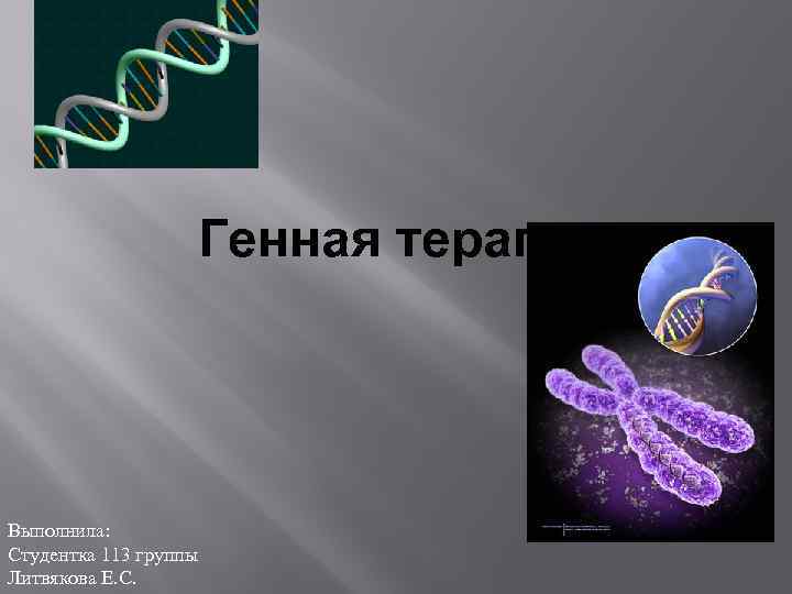 Генная терапия Выполнила: Студентка 113 группы Литвякова Е. С. 