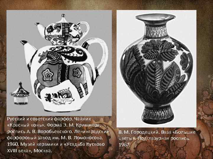 Русский и советский фарфор. Чайник «Красный конь» . Форма Э. М. Криммера, роспись А.