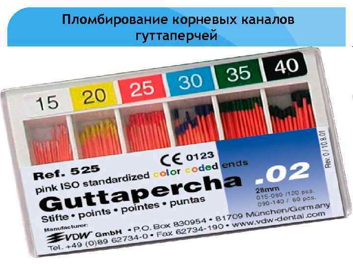 Пломбирование корневых каналов гуттаперчей 