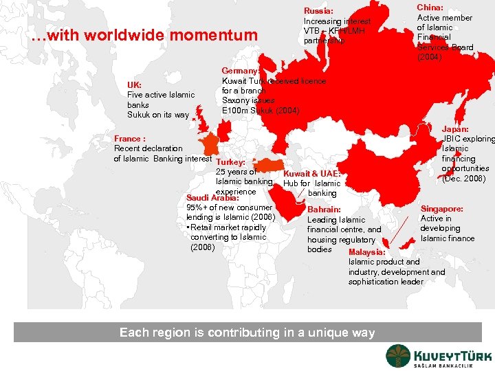 …with worldwide momentum UK: Five active Islamic banks Sukuk on its way Russia: Increasing